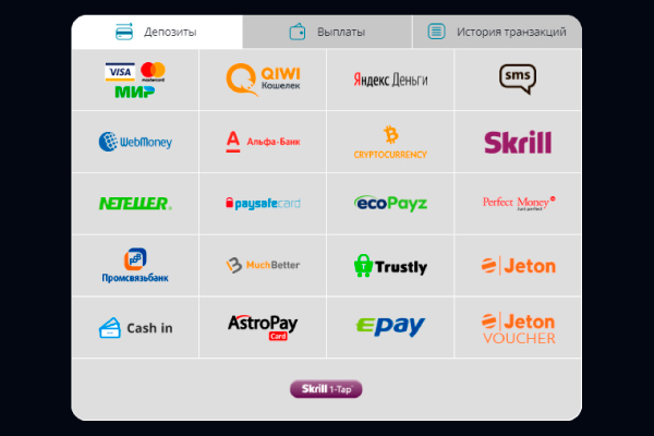 Пополнение баланса в Франк казино